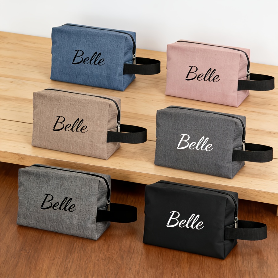 TEMU Personalized Name/text Toiletry & Travel Bag - Lightweight Oxford Cloth With Zipper Closure & Top Handle Suitable For , Daily Use, Birthday Or