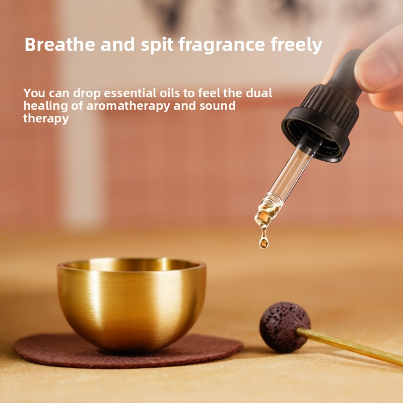 Image of 1pc/2pcs 4cm Singing Bowl Diffuser Ornament Handcrafted Singing Bowl Set With Diffuser Stick And Mat Suitable For Mindfulness Yoga Meditation Zen Decor Gifts