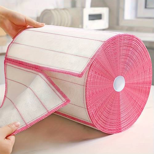 1roll(25/50sheets), Lazy Rag, Disposable Kitchen Paper Towel, Washable Wet And Dry Dual-use Towel, Dishwashing Cloth, Non-stick Oil Rag, Degreasing Towel, Household Cleaning Rag, Drying Cloth, Cleaning Supplies, Cleaning Tool Kitchen Towels And Dish Cloths Reusable Paper Towels
