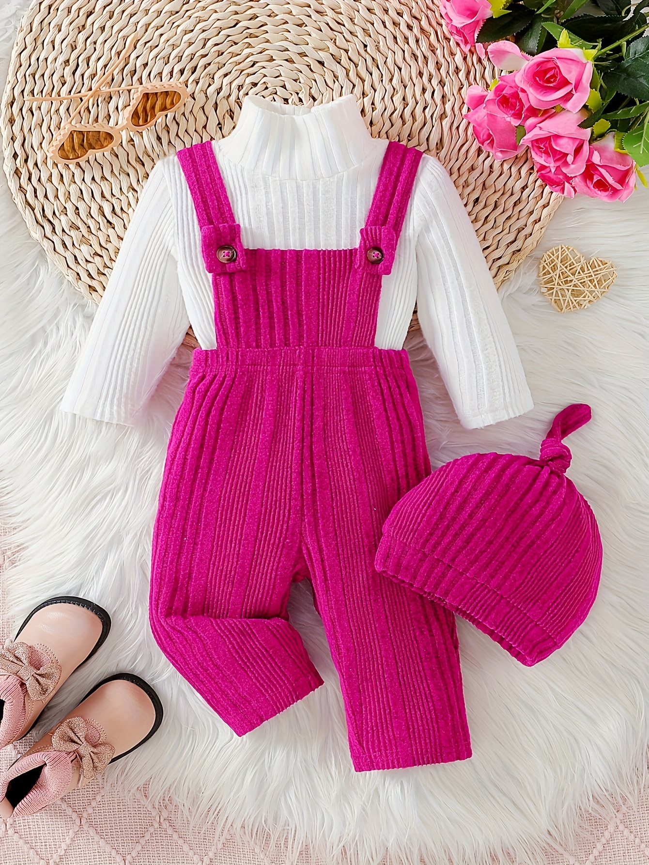 piece babys turtleneck ribbed long sleeve top overalls Temu