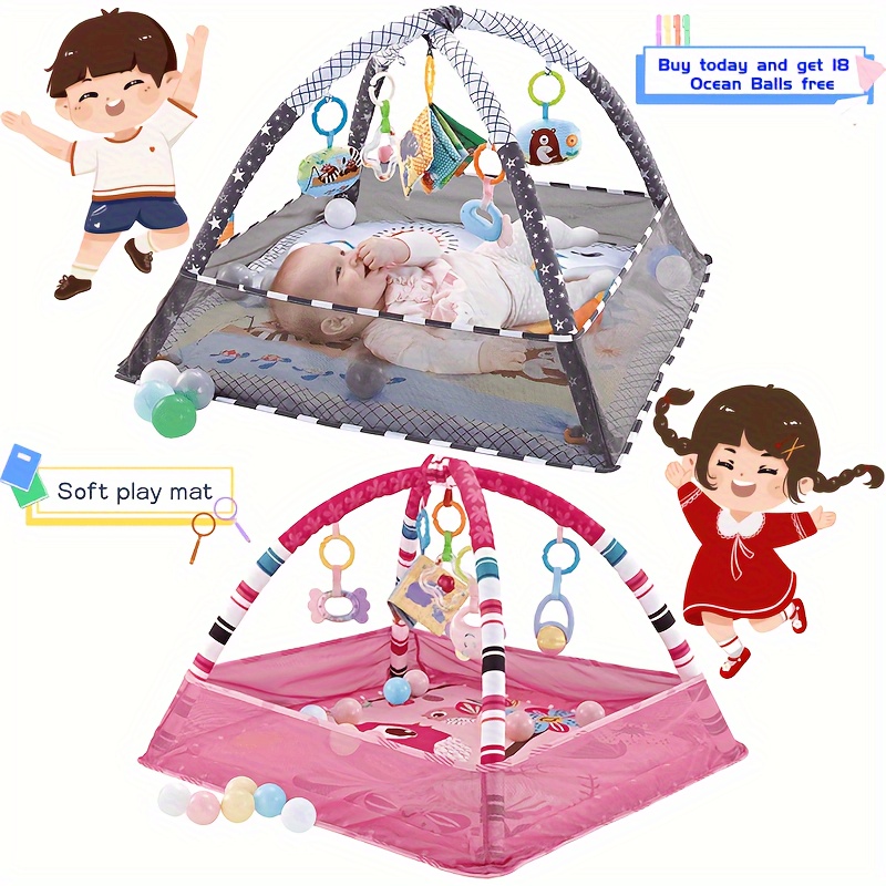 [Halloween Baby Gym] 18-Piece Baby Activity Gym Set | Develop Movement & Cognition With Fence Gym, Ball Pit, Crawling Mat & Sensory Toys For Newborns & Toddlers - Halloween Christmas Gift