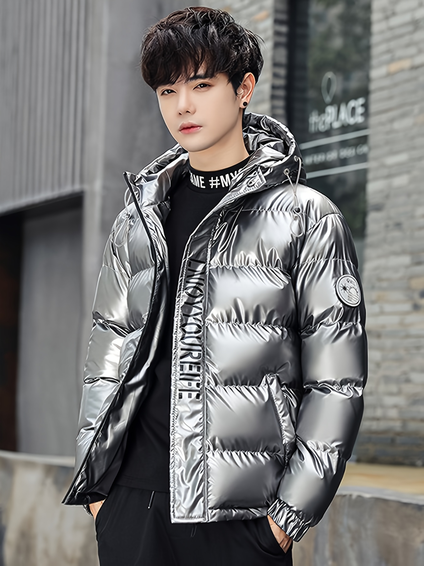 mens winter hooded jacket trendy coat