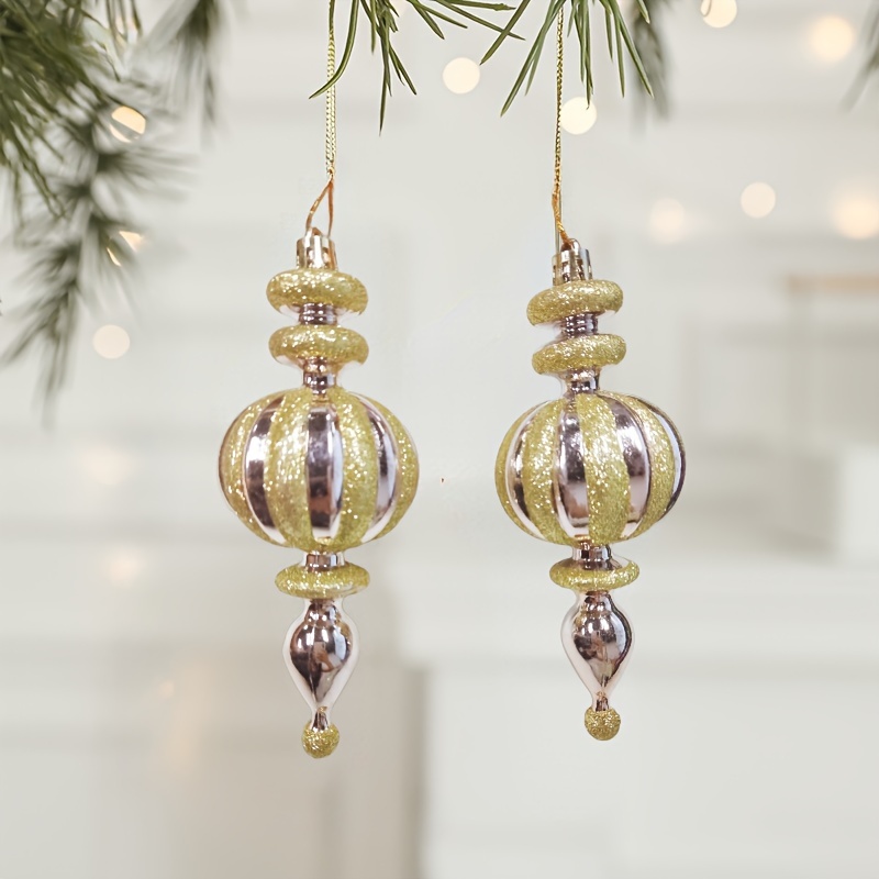 

2pcs Christmas Tree Pendant Decorations - Plastic Hanging Drops & Finials Ornaments, No-electricity Festive Decor For Holidays, Easy Attachment For Home & Mall Christmas Atmosphere