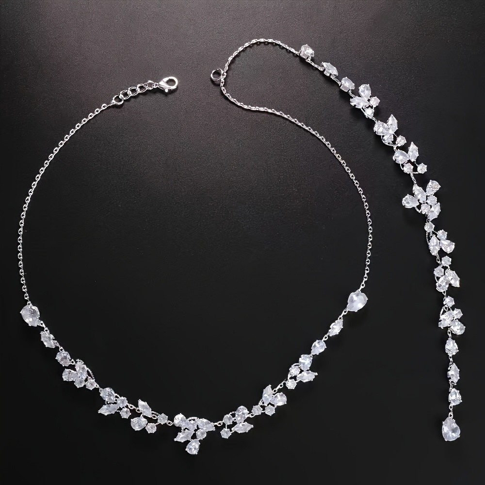 TEMU Chaîne longue dos avec strass , robe dos nu, fête, , chaîne clavicule à pompons étincelants