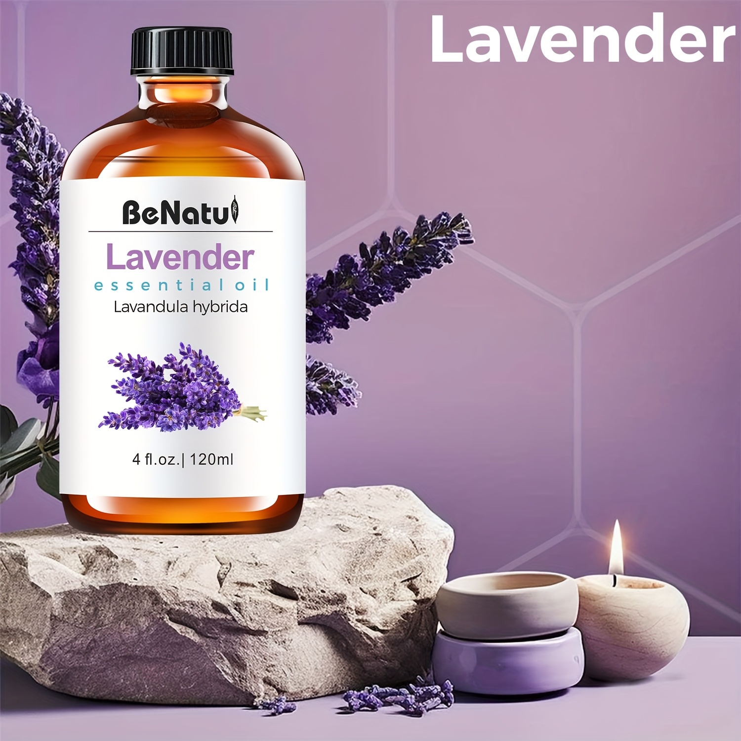 120ml/4oz Lavender Essential Oil - Large Size Lavender Scent Oil for Diffuser, Humidifier, Candle Making, Soap DIY, Massage Blend, Body Spray & Home Fragrance - Long Lasting Lavender Aroma for Room, Bedroom & Car Freshening - Gift for Women - Local