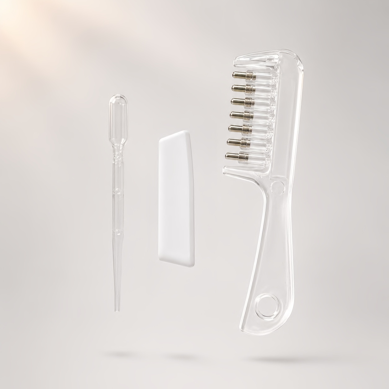 TEMU 1pc Transparent Liquid Dispensing Comb, Refillable Scalp Applicator Brush With Metal Guide Teeth, Liquid Distribution Hair Comb For , Hair Oil,