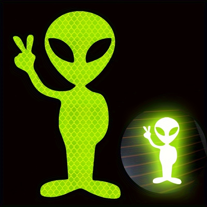 

Car Sticker Personalized Fashionable Alien With A Peace Sign Highly Reflective Motorcycle Vinyl Decals Car Accessories Sunscreen Sticker