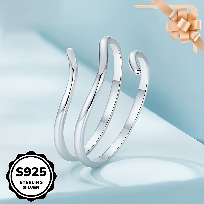 S925 Silver Adjustable Twisted Ring