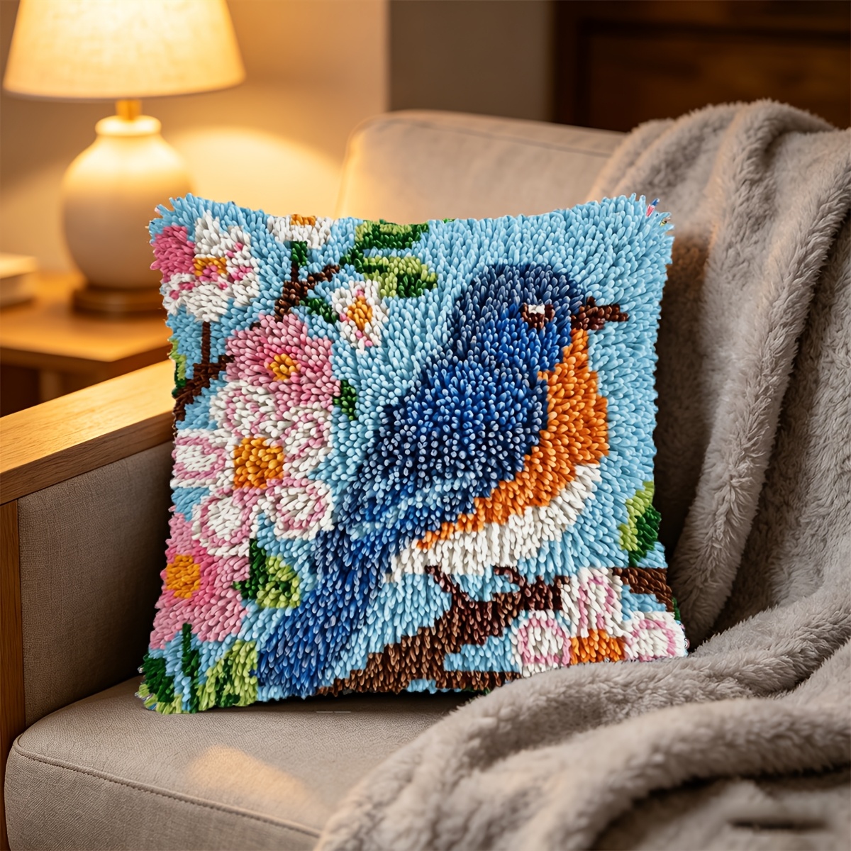 Crochet Pillowcase Set, Small Tan Bird Claw Pattern