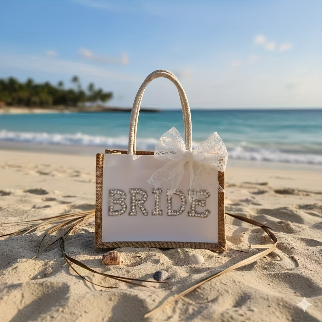 Image of 1pc Women's Elegant Wedding Handbag - Bridal Clutch Suitable For Weddings, Parties, Prom, Bridesmaids - Fabric, Hand Washable, Neutral Accessory
