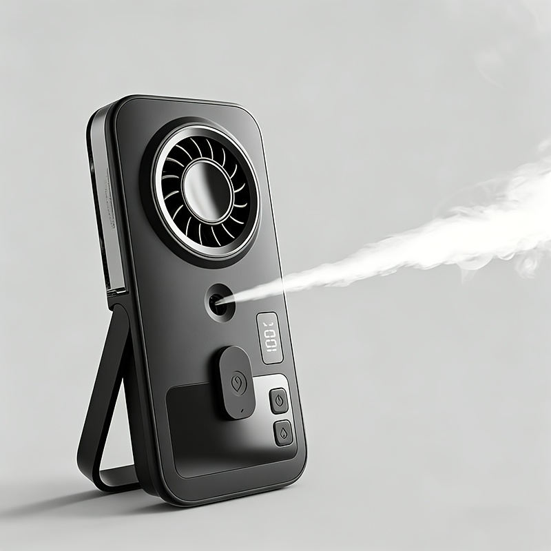 Ultra-thin Handheld Mist Fan With 4 Wind , Digital Display,, Type-c Charging, 10-minute Auto-off Spray Function,, Abs Material, Low Power Reminder, Long Press Control, Portable For Outdoor Office