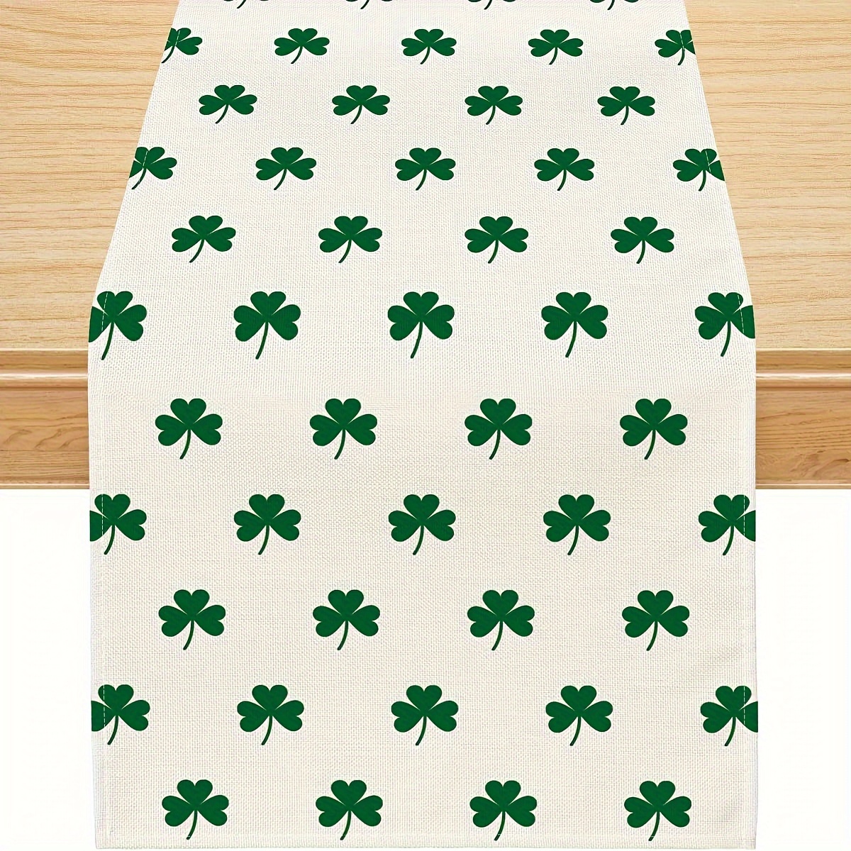 

Shamrock 's Day Linen Table Runner - Design For Spring Holiday Dining, Indoor/outdoor Decor, Multiple Sizes