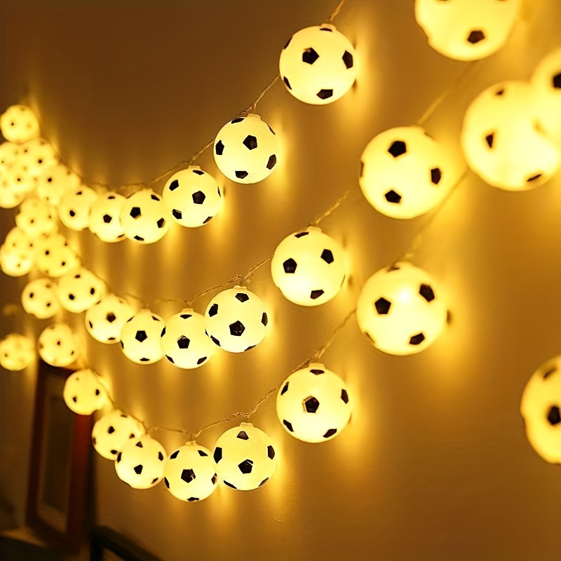 Image of 20 Led Soccer Ball String Lights - Flashing Mode, Ideal For And Party Decorations, Halloween And Christmas Decorative Lights, No Plug, Batteries Not Included