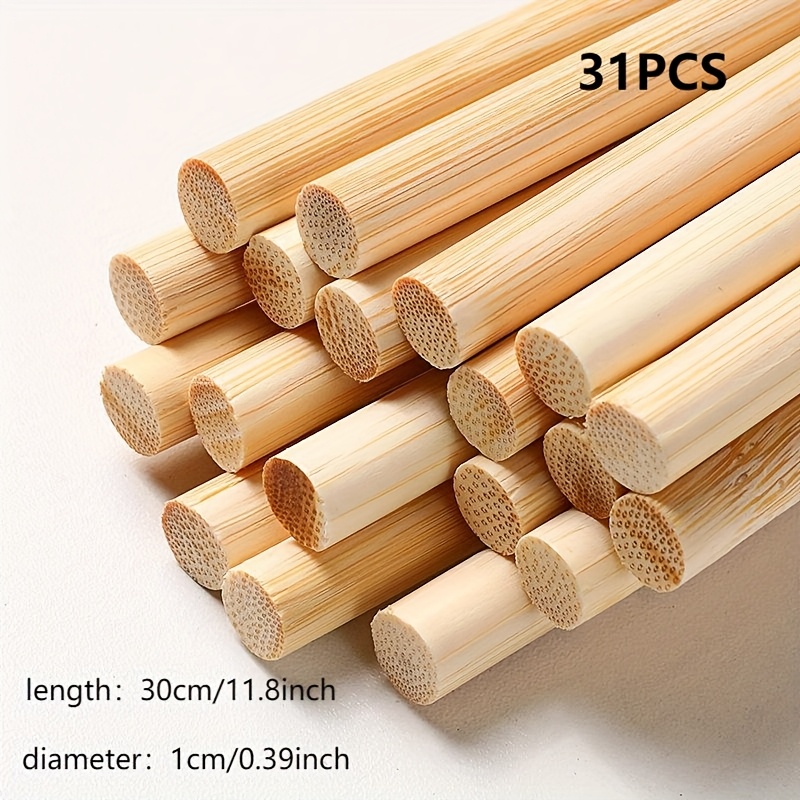 Image of 31pcs/62pcs, Length: 30cm, Optional Diameter: 5mm 6mm 10mm Natural Round Bamboo Sticks, Craft Sticks, For Handmade, Scene Model Making, Architectural Model Making, Potted Plant Support