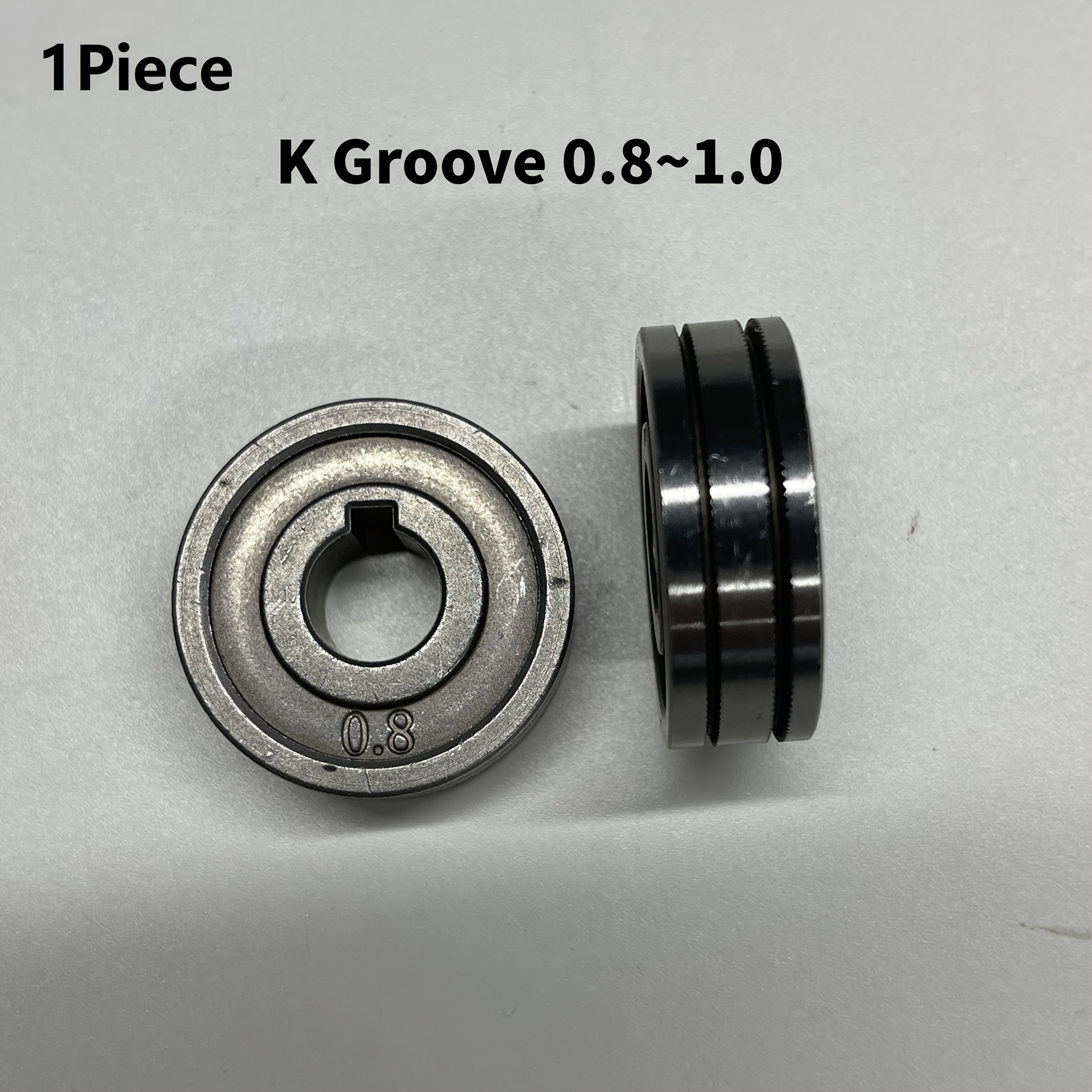 E-shop 1 Schweißdraht-Fütterungsrad, V-förmige und K-förmige Nut-Fütterungsrolle, Größen 0,8~1,0 mm und 1,0~1,2 mm, geeignet für MIG- und
