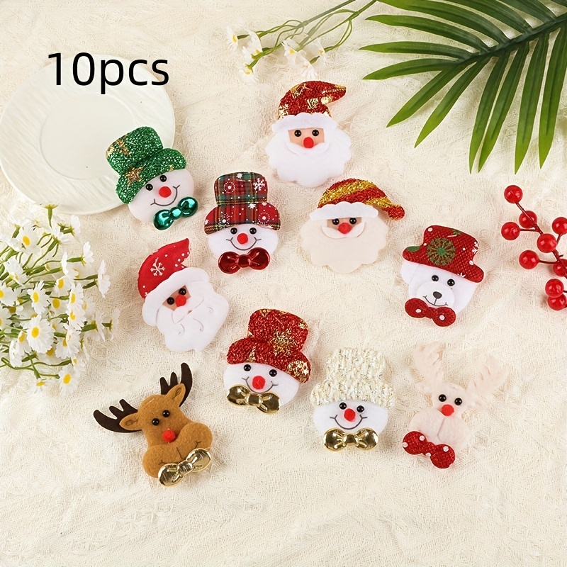 TEMU Un set de 10 broches de Papá Noel con ganchos, ideales para decoraciones de árboles de Navidad. set de broches navideños formas de dibujos