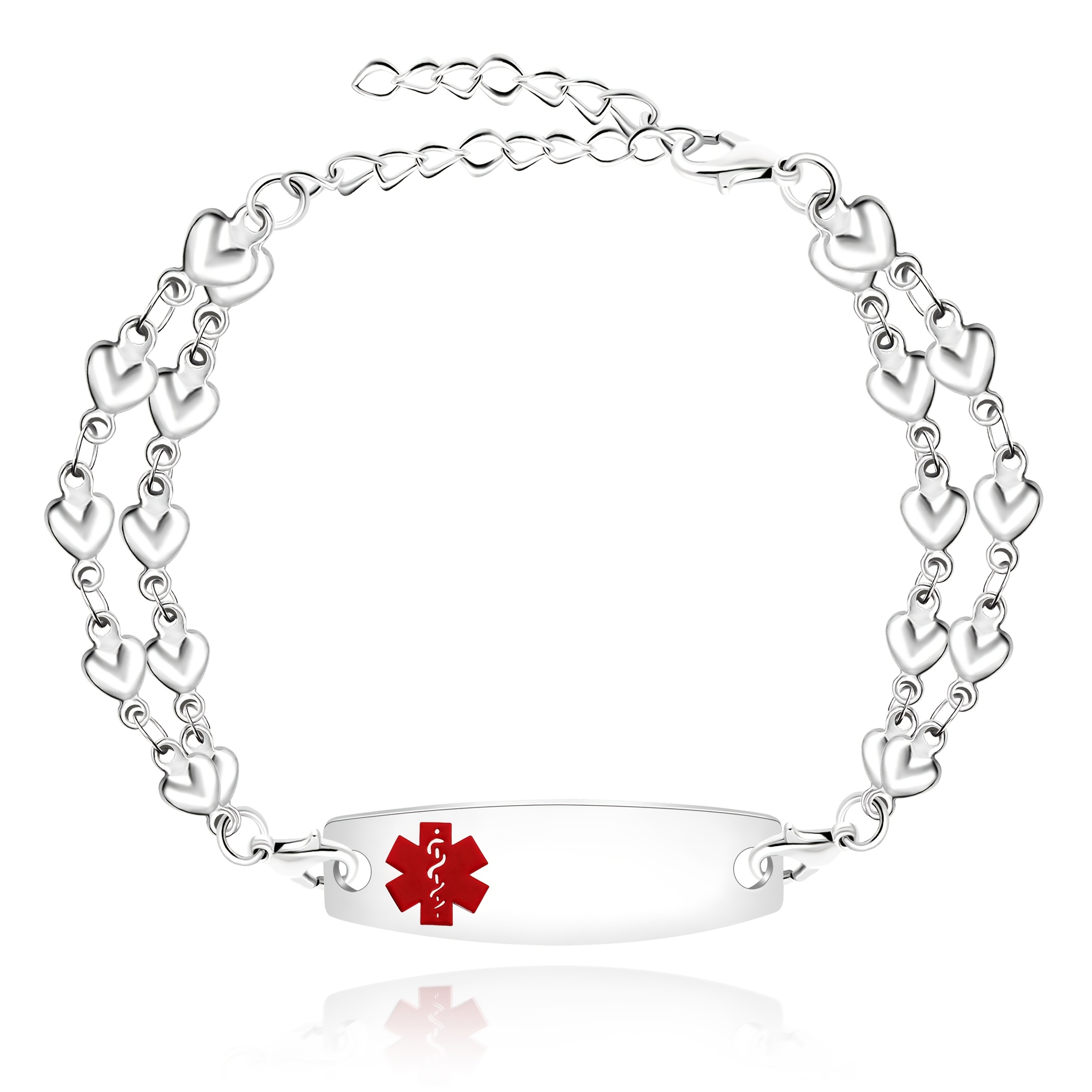 TEMU 1pc Customizable Double Layer Heart Bracelet, Waterproof Stainless Emergency Symbol Bracelets, Optional Birthstones For 1 To 12 Months, Laser