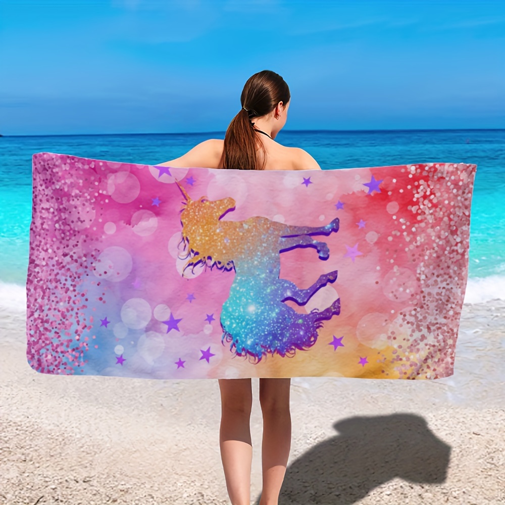Size Rainbow Unicorn Beach Towel For Girls, Quick Dry Beach Towel Swim  Towel Bath Towel Pool Towel For Girls Travel Shower Swimming
