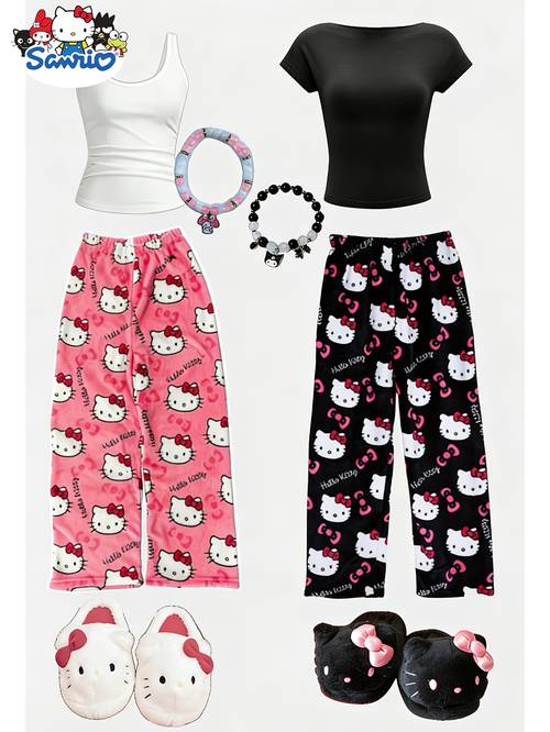 pack de 2 pantalones de pijama de franela | licencia de | pantalones de invierno unisex (+rosa) | cintura cómoda y no ajustada, regalo para valentín y navidad