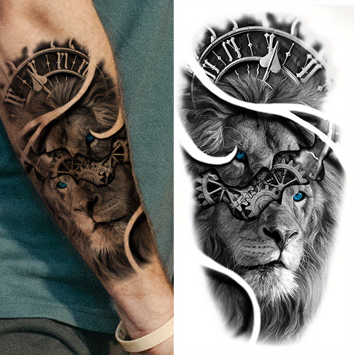 waterproof lion broken temporary tattoo - Temu