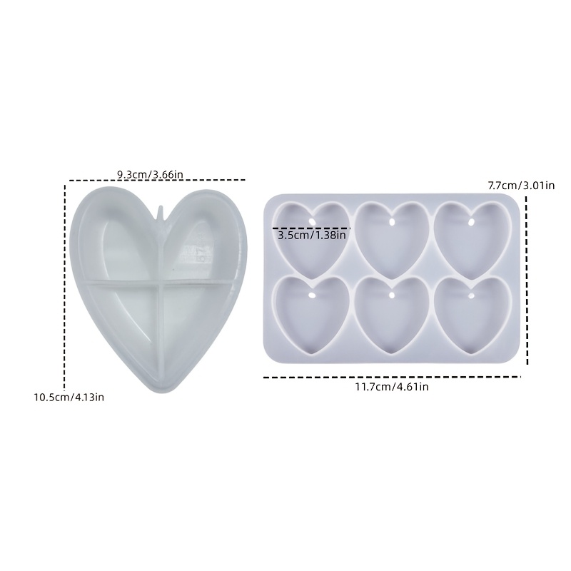 Image of Diy Plaster Silicone Mold 2pcs/set Dish& Heart Pendant Clay Molds Diy Love Shaped Storage Pallet& Lising Mold Handmade Gypsum Shape Jewelry Plate Mould Home Decor Making Tools