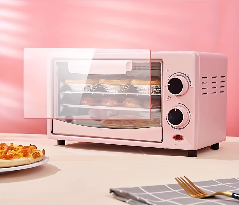12qt compact pink countertop oven 12 saving design for baking roasting and small pizzas easy mechanical knob control small kitchens details 4