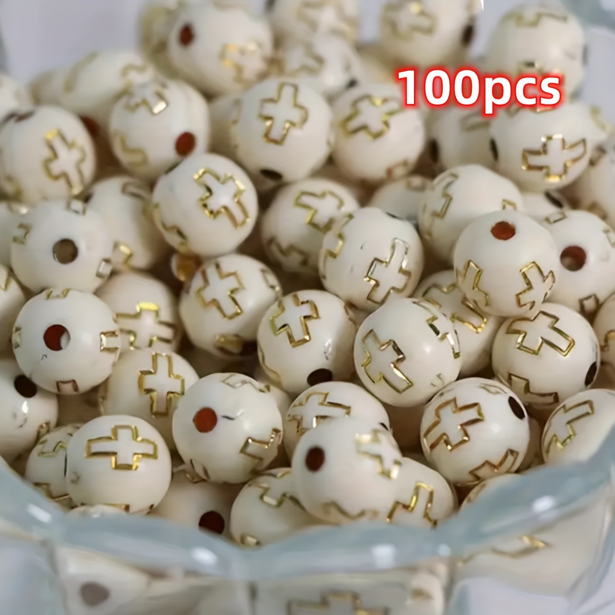 100/50pcs Pcs Qywctz Christian Cross Beads - Cross-shaped Acrylic Beads Suitable For Diy Religious, For Easter, For Chains, Cross Beads For Bracelets & Necklaces