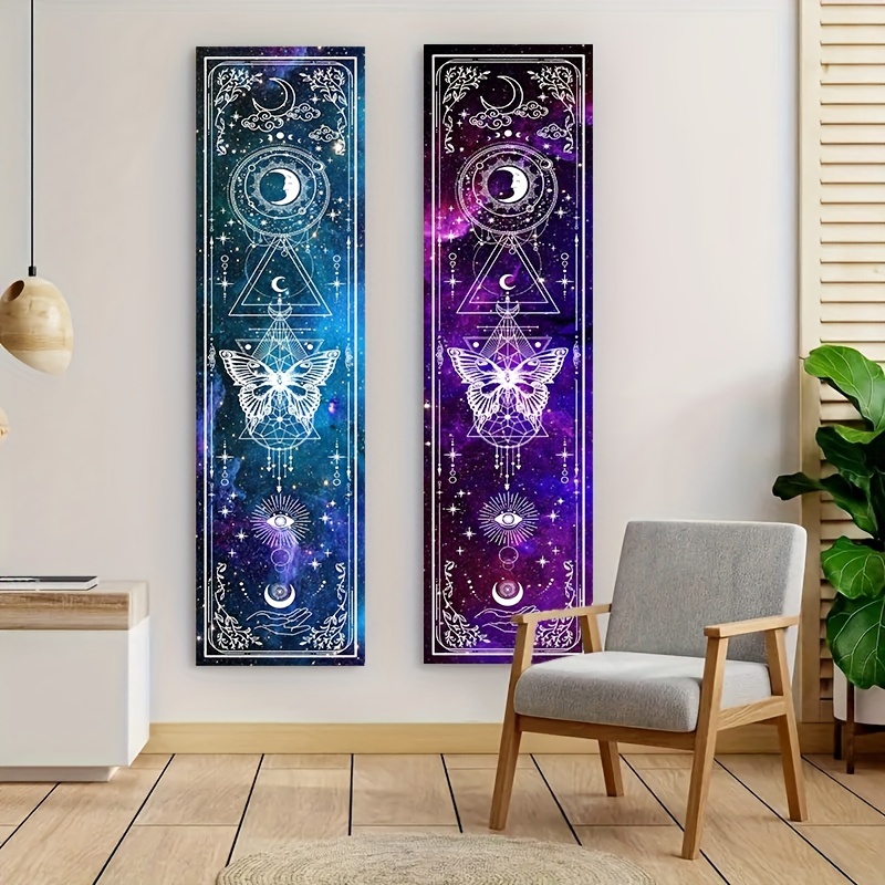 Blue And Purple Butterfly Tapestry With Sun And Moon Wall Hanging_voghion.com