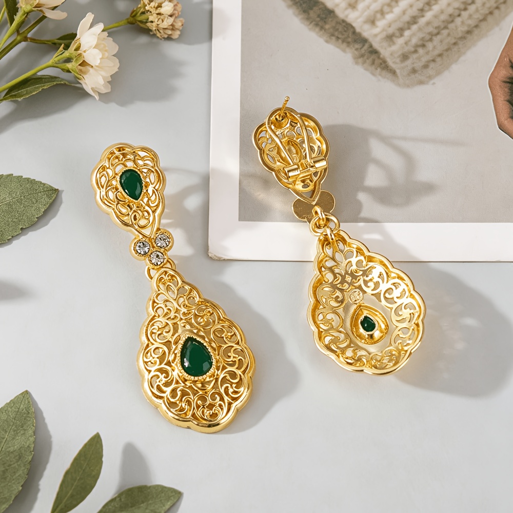 Classic Bride Water Drop Shape Earrings, Moroccan Wedding Jewelry