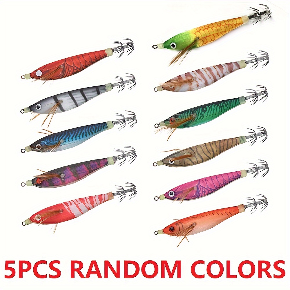 

5pcs Random Colors Wooden Shrimp Fishing Lures - 10cm/3.94in 10g - Fishing Accessories - Abs Material