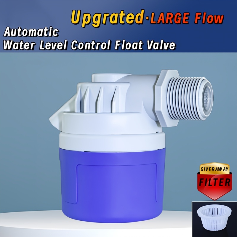 Upgraded Large Flow 2.54 cm Float Valve, Automatic Water Level Control Float Valve, No Electricity Needed Auto Fill Shut Off Float Valve for Water Tank, Cattle Tank, Fish Tank, Storage Tank