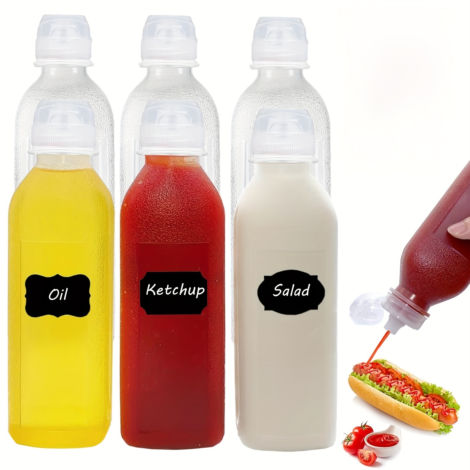 

3-piece 17oz Squeeze Condiment Bottles - Perfect For Ketchup, Olive Oil & - Durable Pp Material, Pvc-free