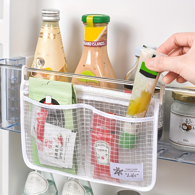 

1pc Refrigerator Door Organizer Set, Fridge Hanging Mesh Bag For Kitchen, Household Sundries Sorting Bag, Only For Small Objects Containers