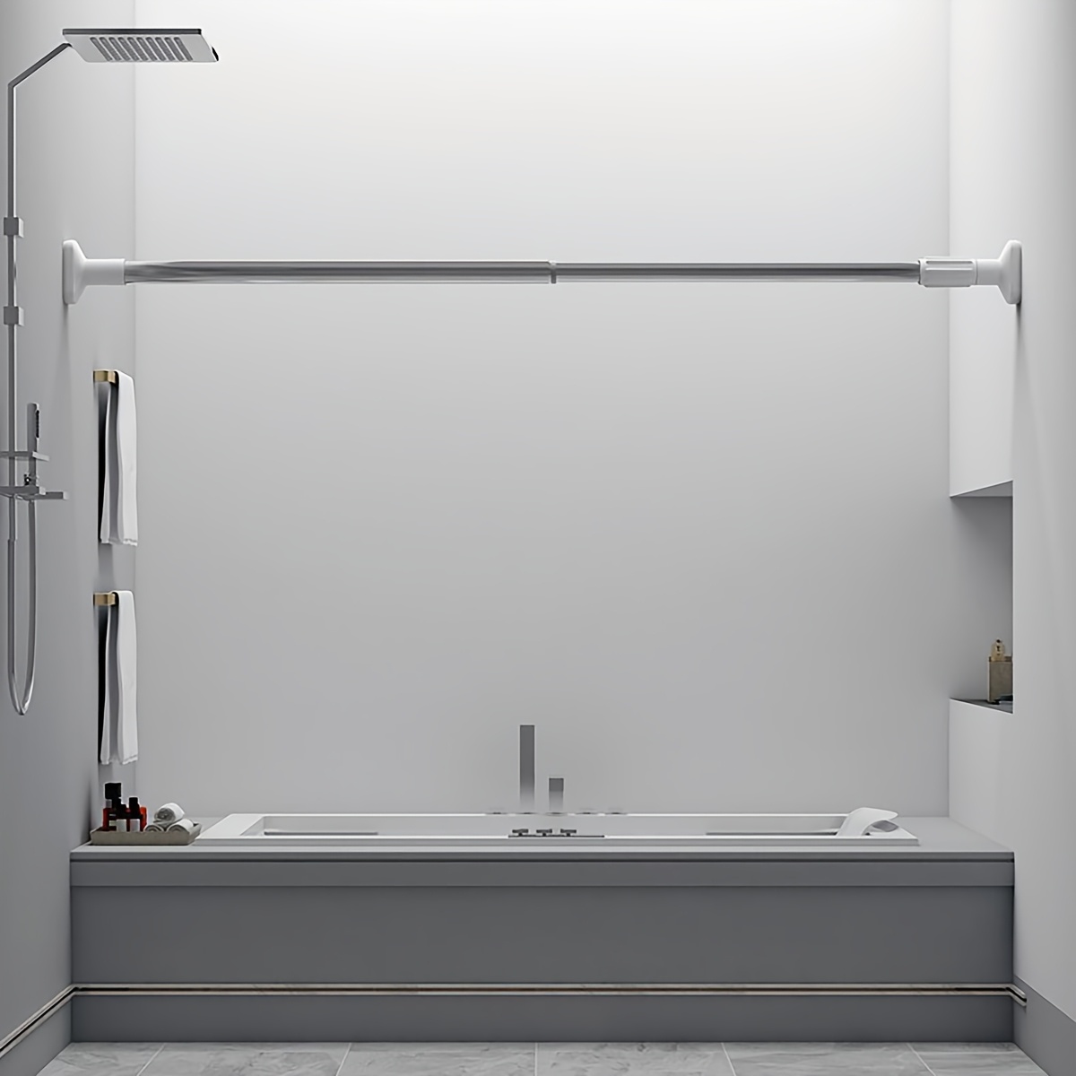 Multifunctional No-Drill Shower Rod, Easy Installation