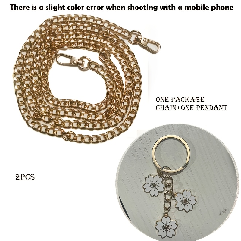 TEMU 2pcs Premium Aluminum Alloy Cuban Link Bag Strap – Durable And Smooth Octagonal Edges, With A Swivel Lobster Clasp, Ideal For Upgrading Or