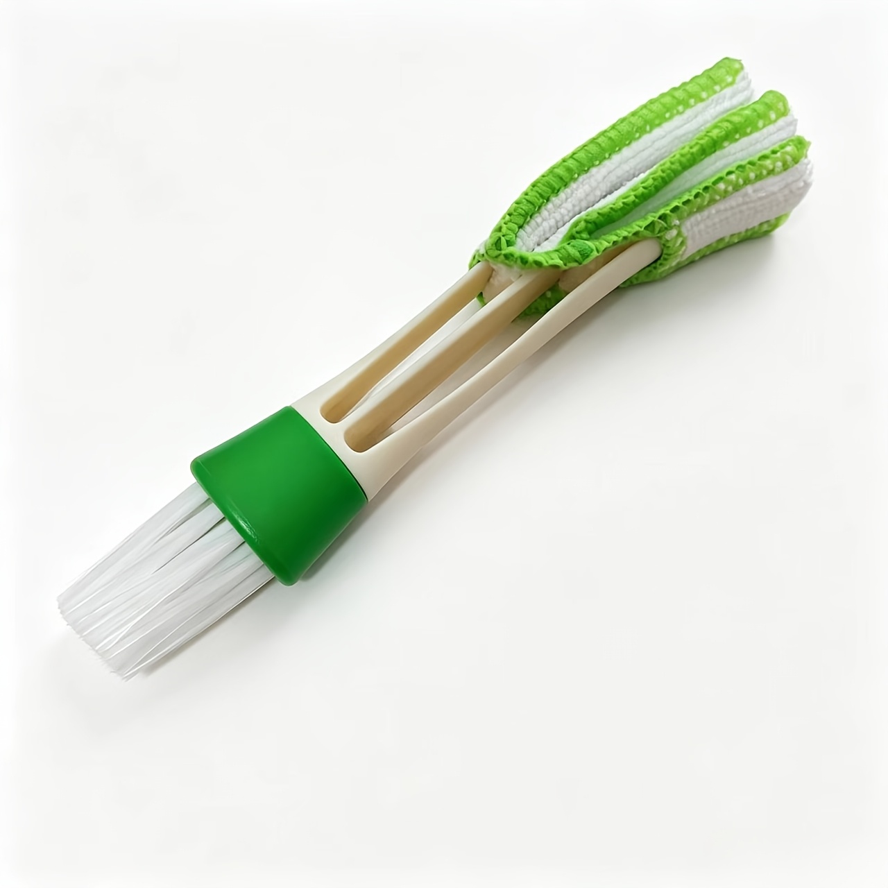 TEMU 1 brosse de nettoyage multifonctionnelle pour ventilation de voiture - Détachable et lavable, poils vert-blanc, pour intérieure de voiture, le