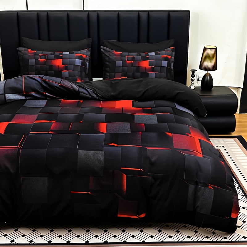 3pcs Cool Tech Digital Print Duvet Cover Set for All Seasons, Available in Red And Blue, in Four Sizes (Twin, Double, Queen, King) (1 Fitted Sheet + 1/2 Pillowcase, No Filling) 8 3pcs Cool Tech Digital Print Duvet Cover Set for All Seasons, Available in Red And Blue, in Four Sizes (Twin, Double, Queen, King) (1 Fitted Sheet + 1/2 Pillowcase, No Filling) - Image 8