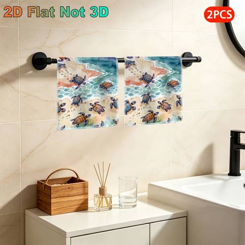 item picture 2d flat 2pcs dish towels scouring pads turtle home themed square towels christmas home decor personalized matching and collection multipurpose birthday gift reusable dishwashing ideal for gifting suitable for kitchen