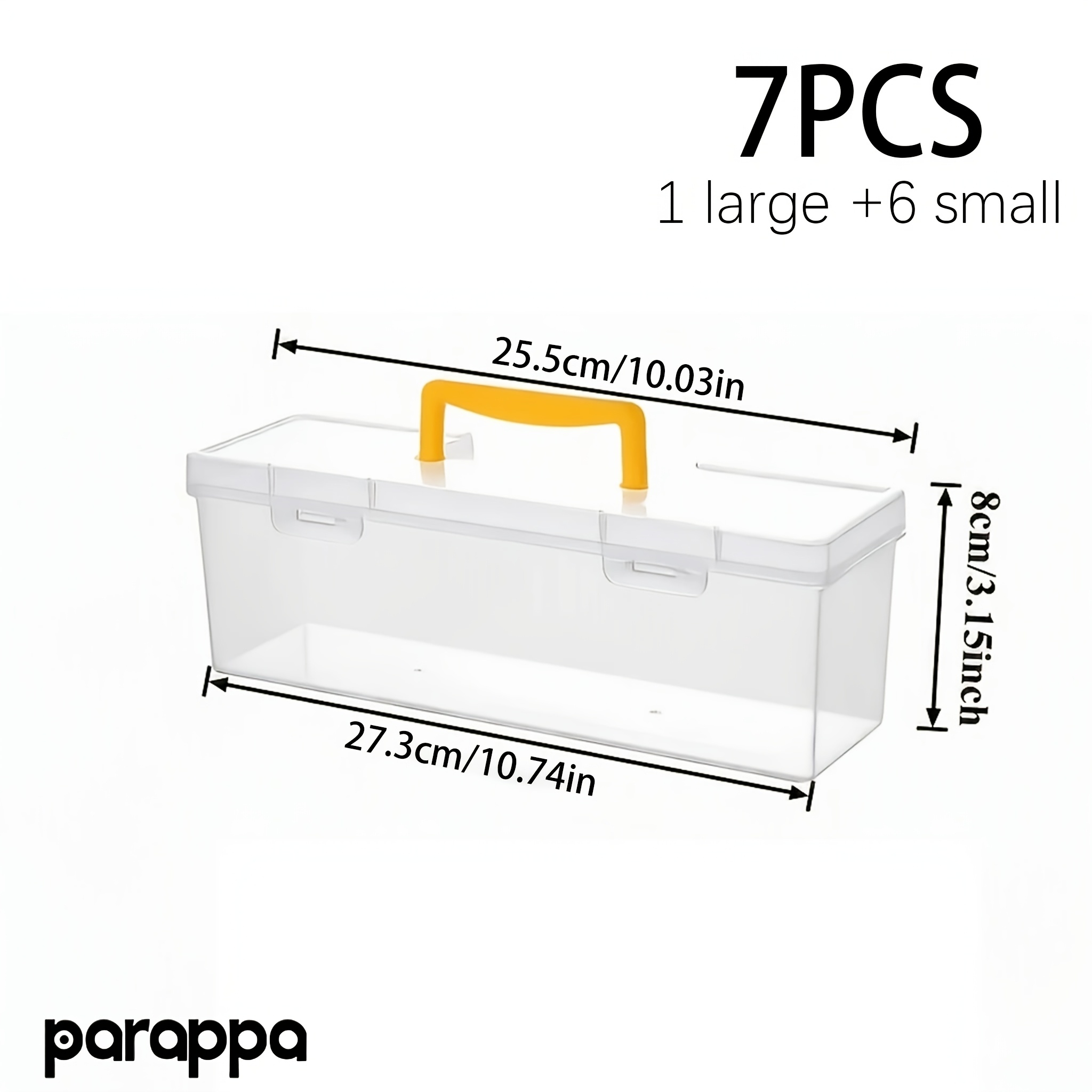 TEMU 7pcs Heavy-duty Tool Storage Boxes With Clear Drawers & Compartments - Large Stackable Suitable For Screws, Wrenches, Nails, Drill Bits
