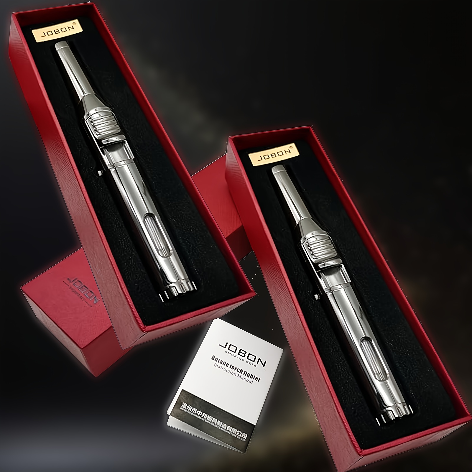 TEMU 2pcs Portability Lighter With , Adjustable Flame Butane Lighter Adjustable Rotary Lighter, Bbq Baking Camping Gift Box Packaging, Valentines Decorations For Home Valentine's Gift