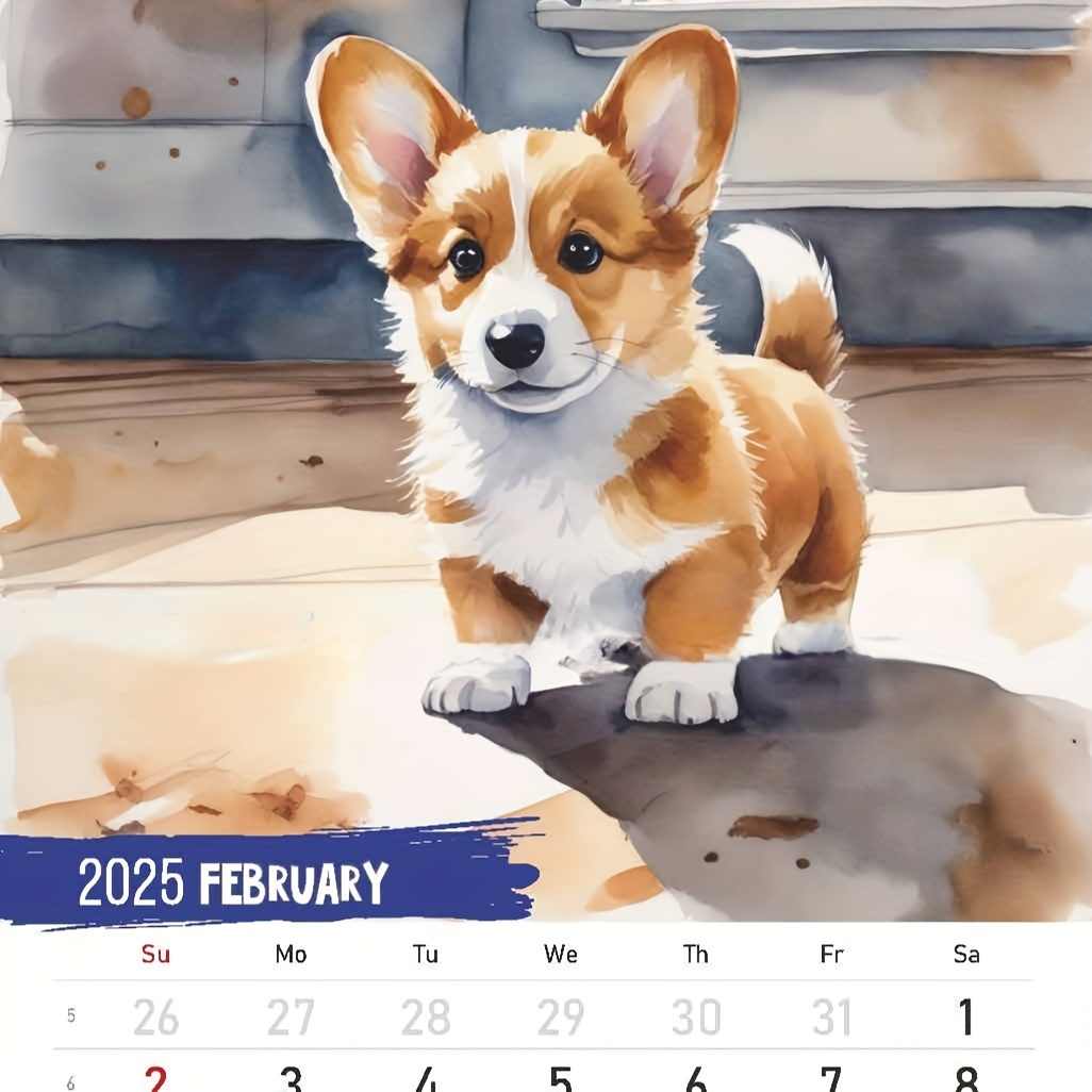 2025 Corgi Dog Calendar Monthly Wall Calender Daily Office - Temu