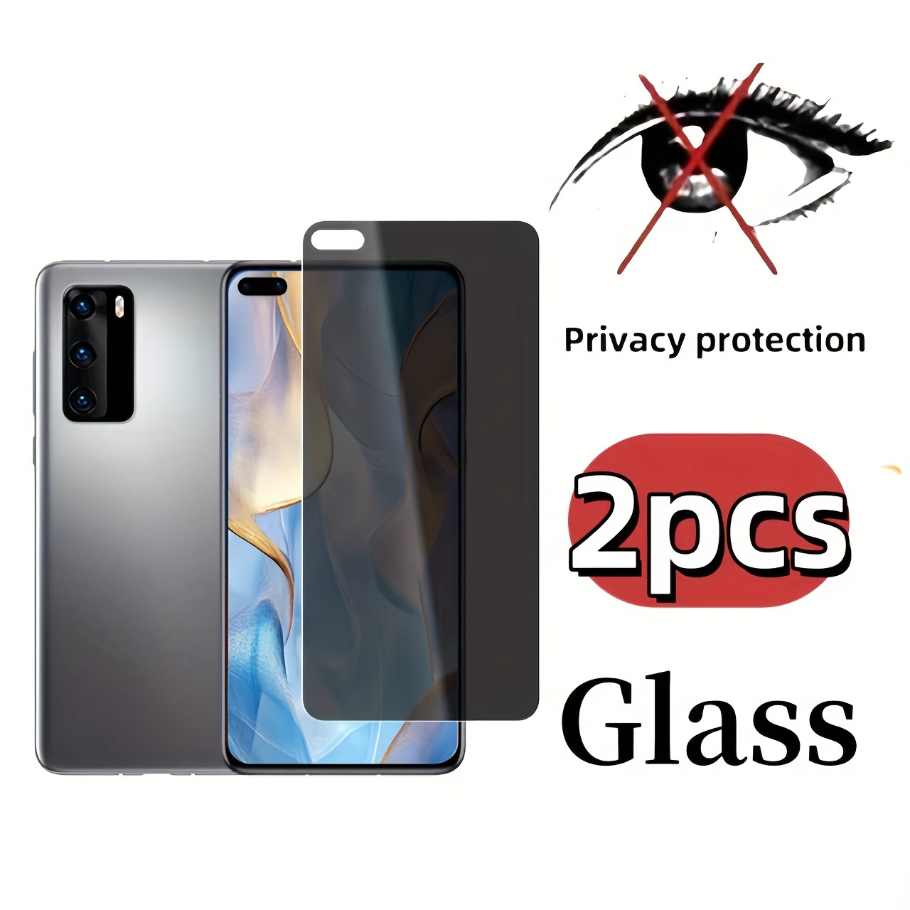 

2pcs Privacy Tempered Glass Screen Protector With Anti-peep Screen, Suitable For Huawei P30 P40 Lite P20 P30 P50 P20 Pro Tempered Glass Screen Protector