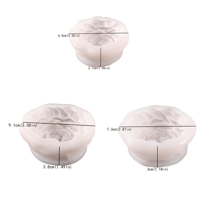 Image of Resin Silicone Mold 3pcs Peony Scented Candle Gypsum Casting Mold Home Desktop Atmosphere Decoration Festival Gift Candle Gypsum Handicraft Gift Silicone Mold