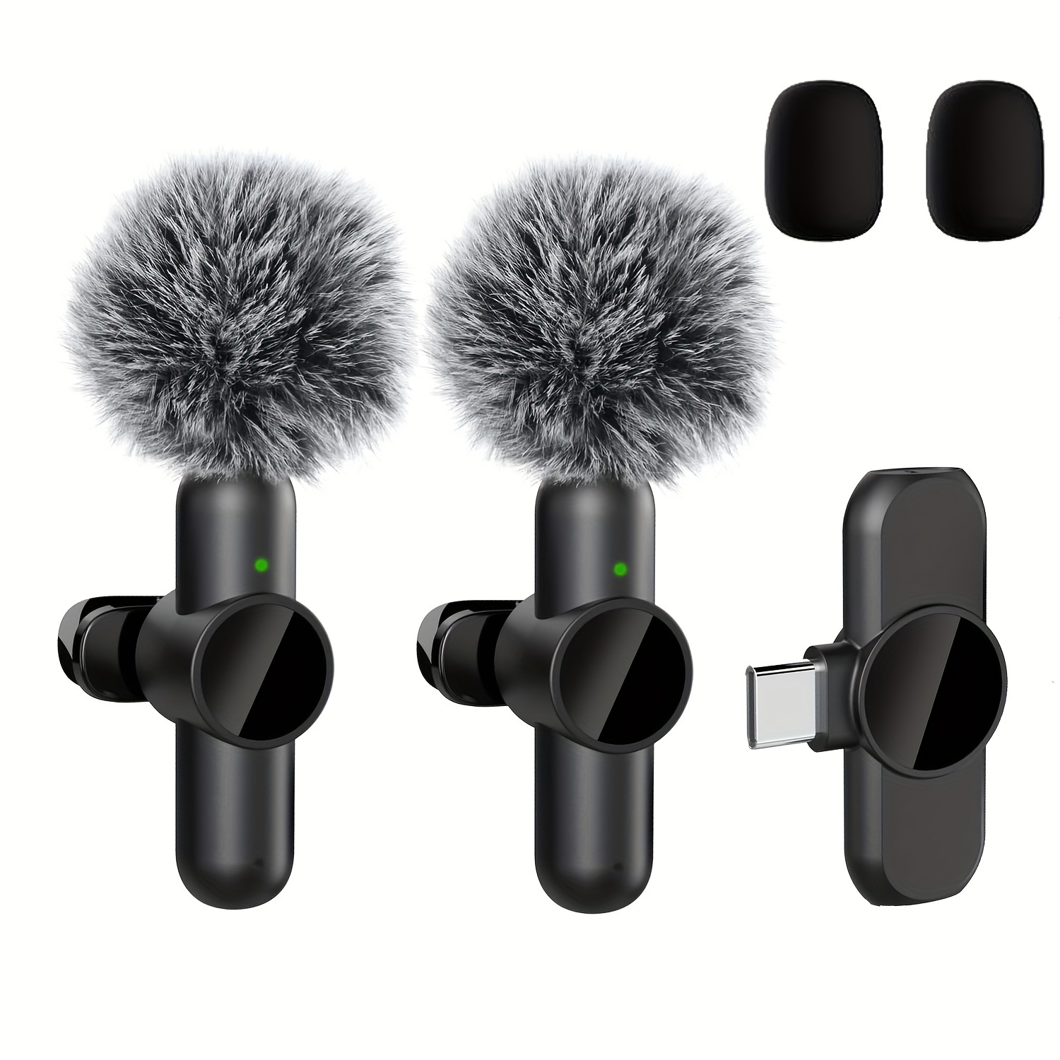 Hitozon Wireless Wireless Lavalier Microphone With -c, Recording, Noise-canceling Omnidirectional Mic For Smartphones/tablets/laptops, - Portable For Streaming, , Interviews, Vlogs