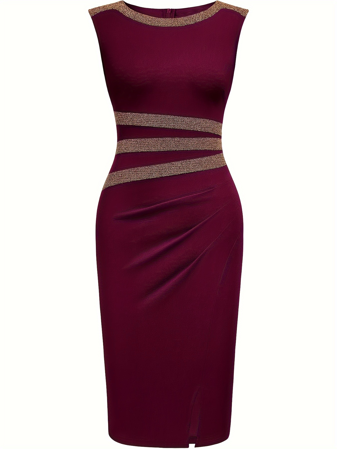 elegant sleeveless round neck bodycon knee length dress - Temu United Arab  Emirates