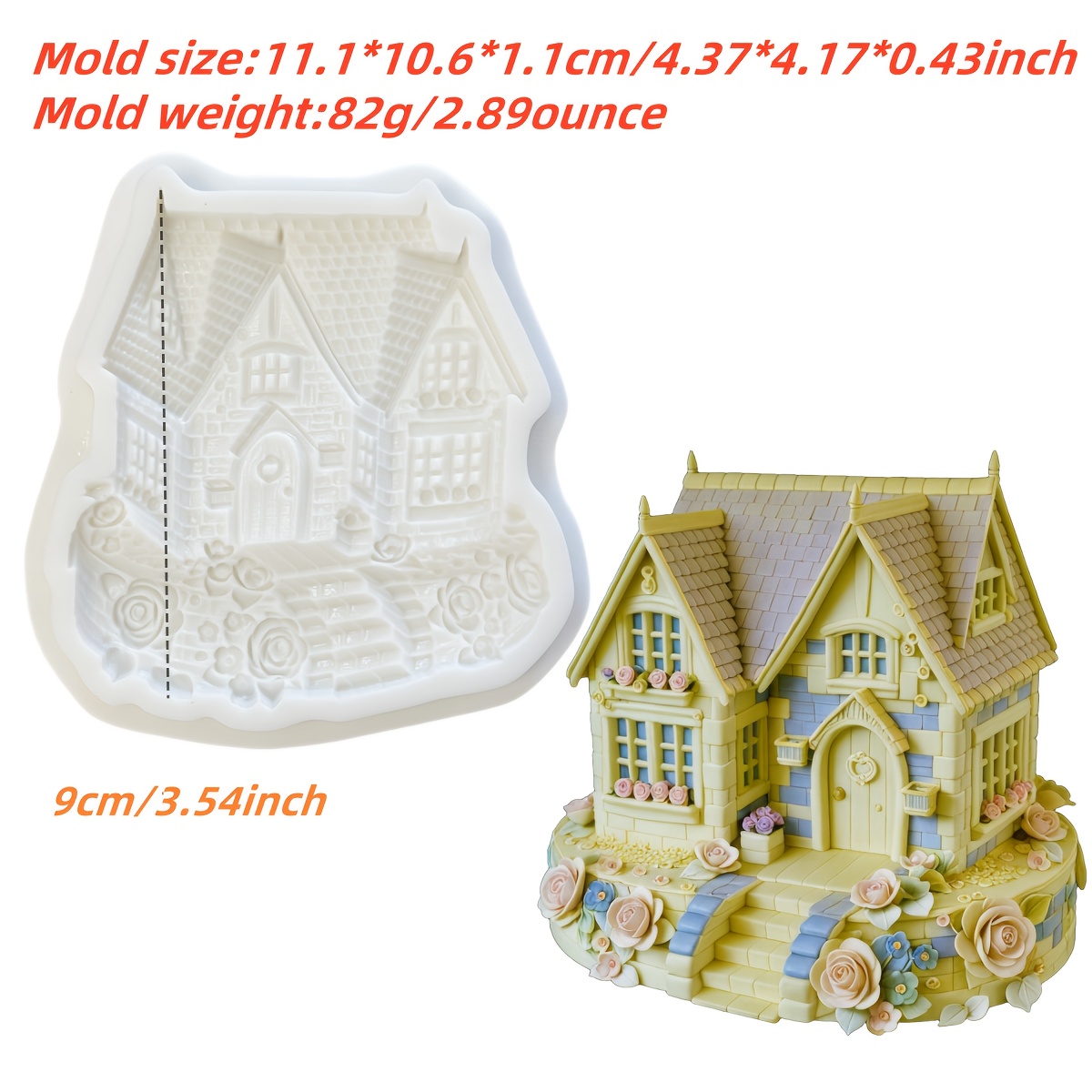 Image of 1pc Silicone Mold For A Mini House, Clay Mold With Colorful And Stone Step Details, Children's Day Decoration Resin Crafts Diy Cake Decoration Chocolate , For Valentine's Day And Mother's Day Baking.