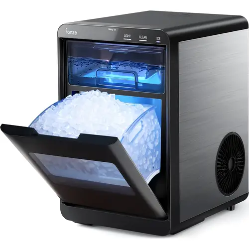 44lbs per day ice maker countertop chewable pebble ice machine with for home kitchen office stainless steel black
