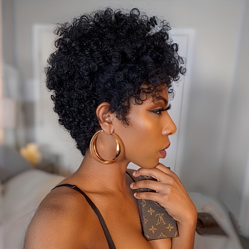 TEMU Short Afro Hair Short Black Fashionable And Simple Wig Synthetic Wigs For Women Short Hair Wigs For Cosplay, Halloween, Christmas Party, Music Festivals
