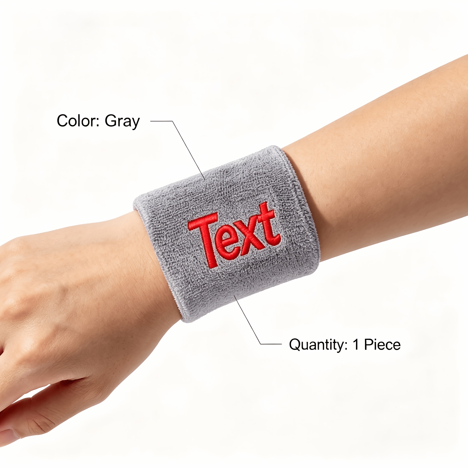 TEMU (customized) Custom Text Embroidered Sports Wristband 1pc High Elastic Sweat-absorbent Breathable Wristband, Available For Men And Women