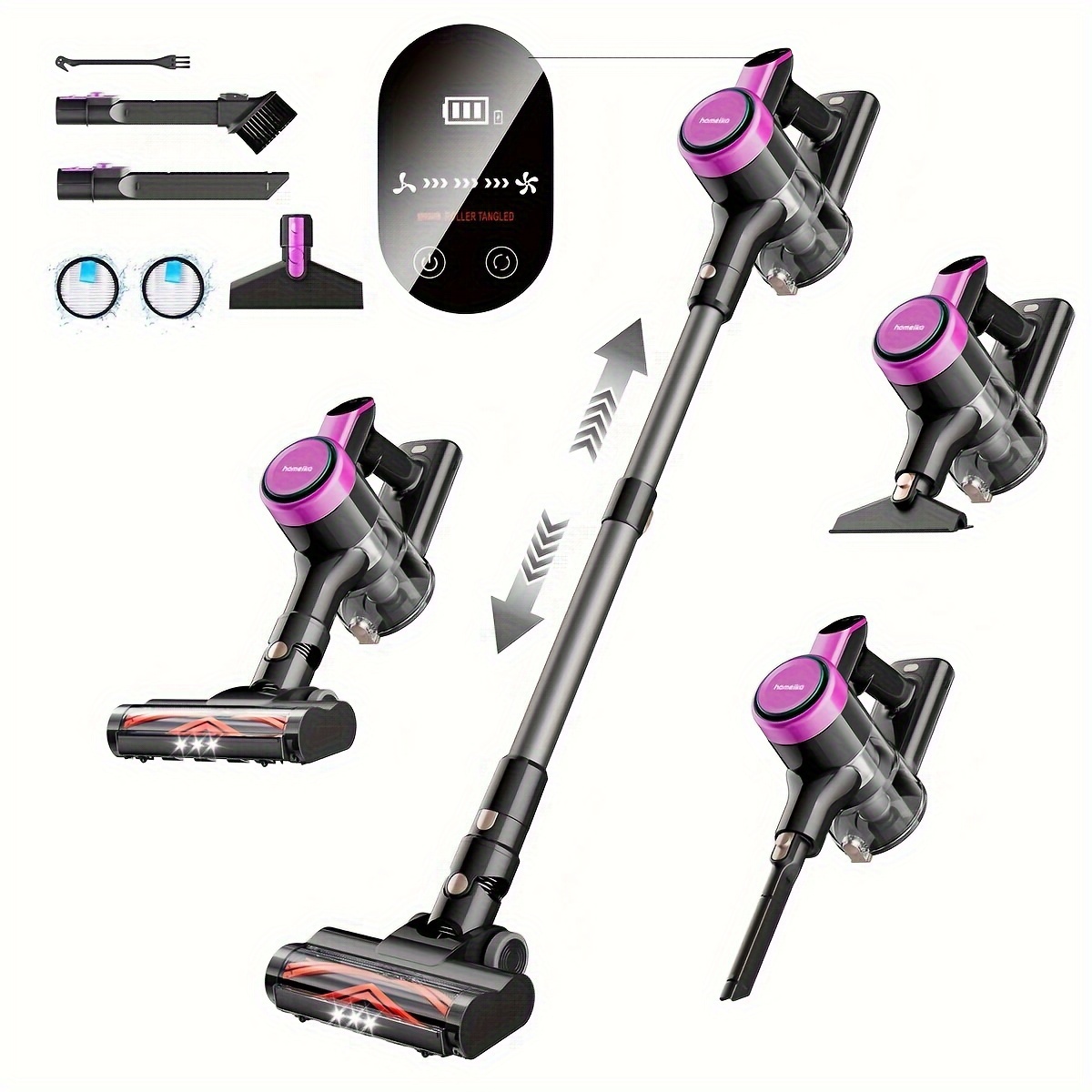 

Cordless Vacuum Cleaner, 300w 23kpa Powerful Suction Vacuum With Led Display, 3 Suction, 48mins Runtime, Lightweight Stick Cleaner With Sofa Brush For Hard Floor/carpet/pet Hair/car